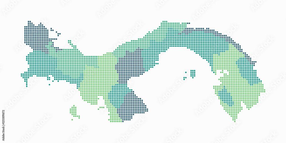 Poster panama dotted map. digital style map of the country on white background. panama shape with circle do