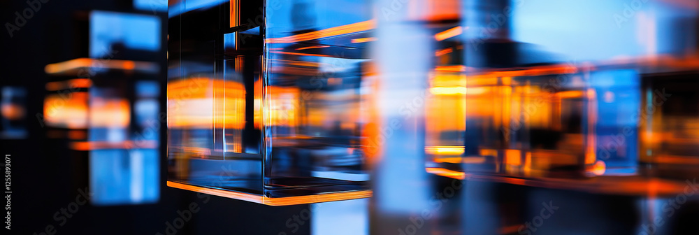 Poster abstract composition of illuminated translucent cubes