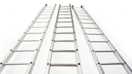 Obraz premium Three Aluminum Ladders on White Background