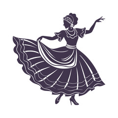 Mexican Folklorico Dancer Silhouette Clipart Vector Illustration