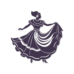 Mexican Folklorico Dancer Silhouette Clipart Vector Illustration