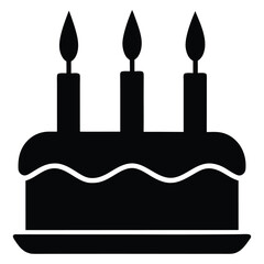 Birthday Cake Silhouette with Candles. Isolated vector illustration on white background.