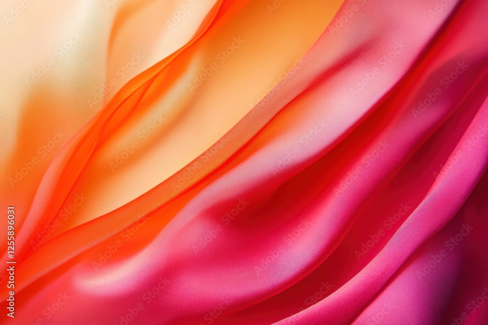 Poster vibrant flowing fabric in shades of orange and pink creating an elegant drape