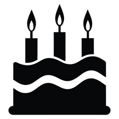 Birthday Cake Silhouette with Candles. Isolated vector illustration on white background.