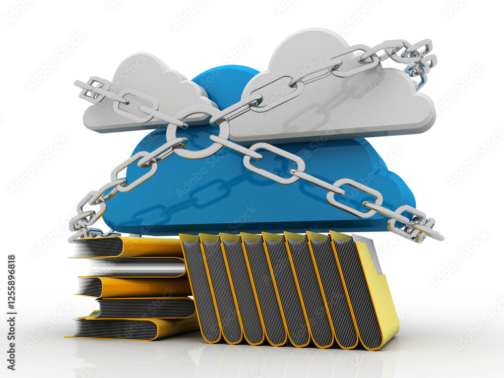 Poster 3d rendering cloud folder storage