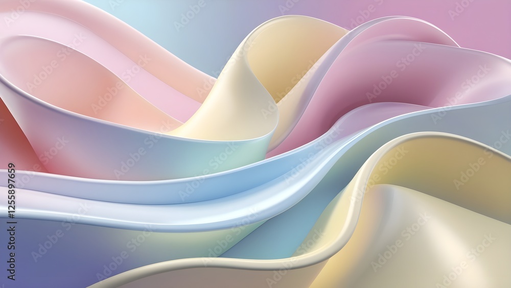 Poster dreamy pastel curves create a smooth and elegant abstract background