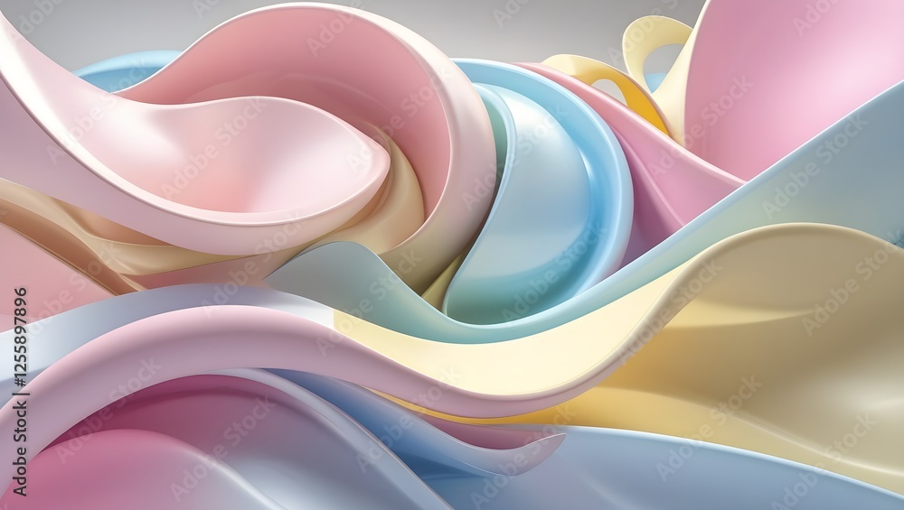 Poster pastel gradient flow: a serene and abstract composition of soft curves