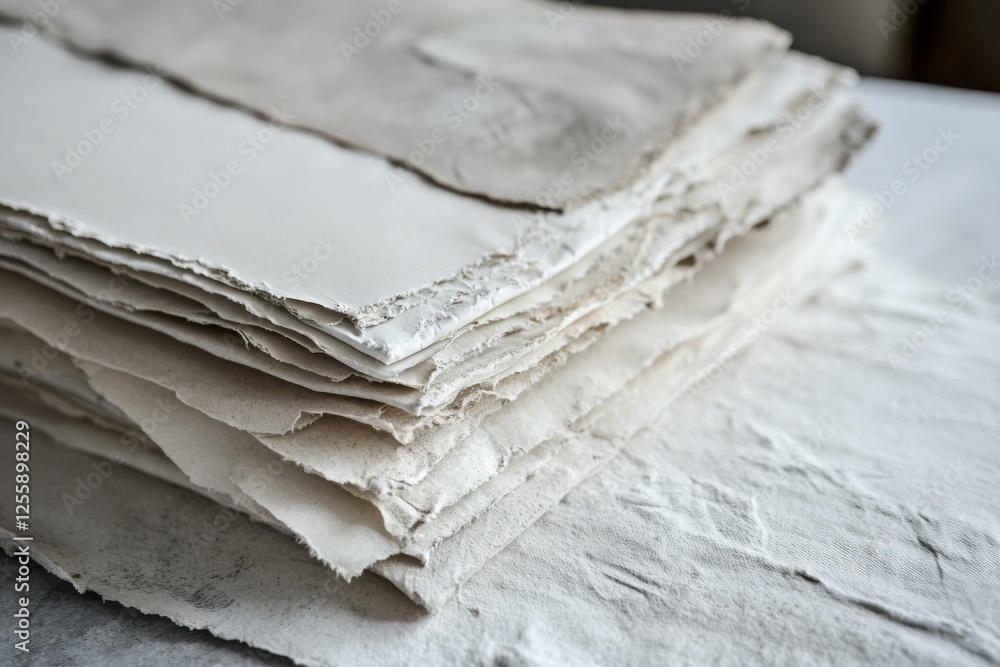 Aufkleber crafting textured paper sheets in a natural light studio for artistic projects and creative endeavor