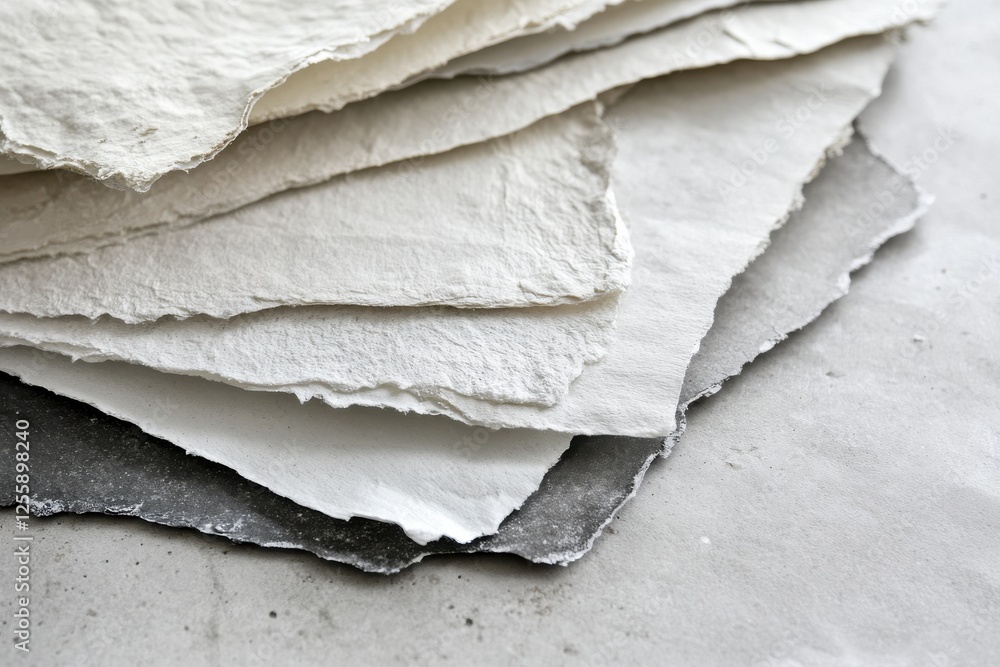 Aufkleber Handmade paper sheets in various shades displayed on a textured surface for artistic use in creative projects