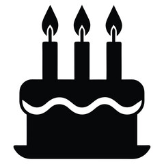 Birthday Cake Silhouette with Candles. Isolated vector illustration on white background.