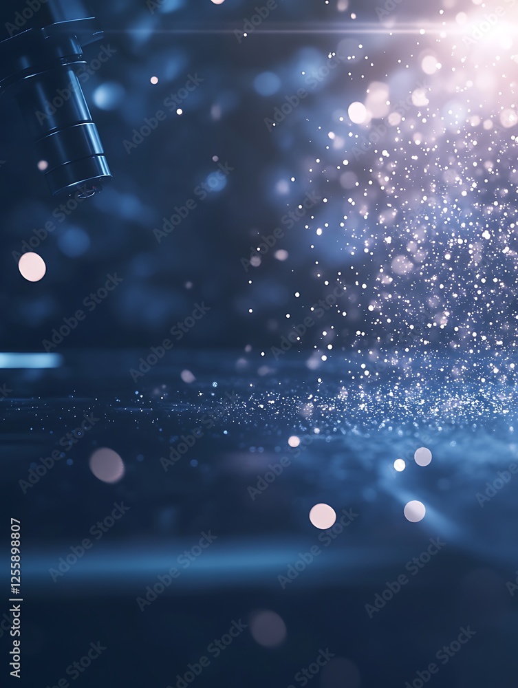 Leinwandbilder A captivating background of shimmering particles and light, creating a dynamic, ethereal atmosphere in shades of blue and silver.