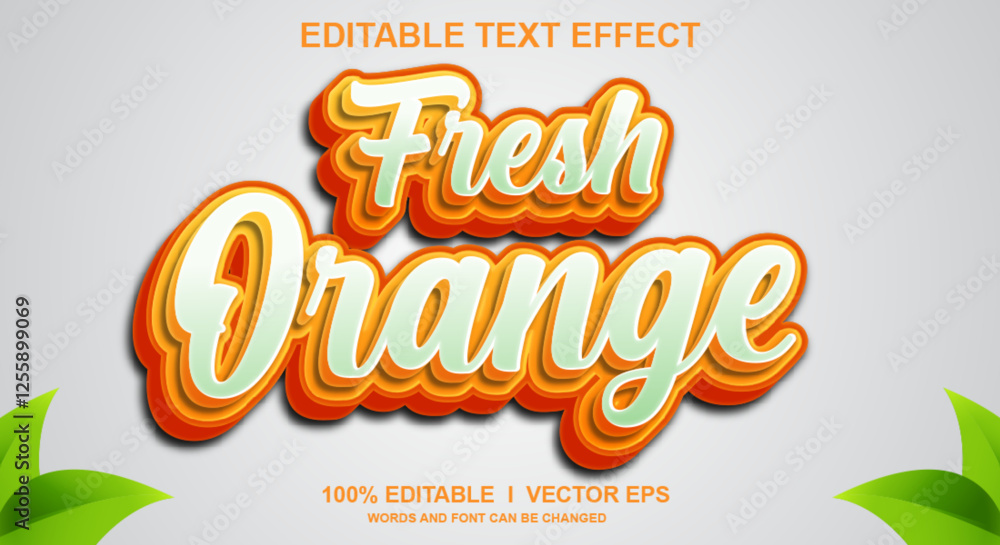 Poster frash orange 3d vector text effect with modern style design