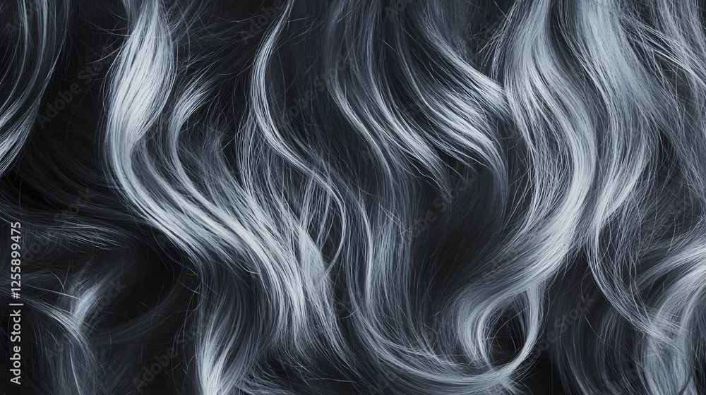 Poster flowing wavy and curly monochrome hair texture creating an visually captivating background
