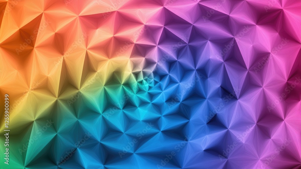 Poster colorful geometric spiral pattern with 3d triangular shapes