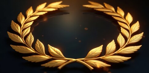 Intertwined golden laurel wreath, shiny anniversary detail, milestone, celebration, year