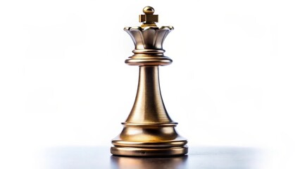 Fototapeta premium Golden Chess Queen on White Background