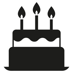 Birthday Cake Silhouette with Candles. Isolated vector illustration on white background.