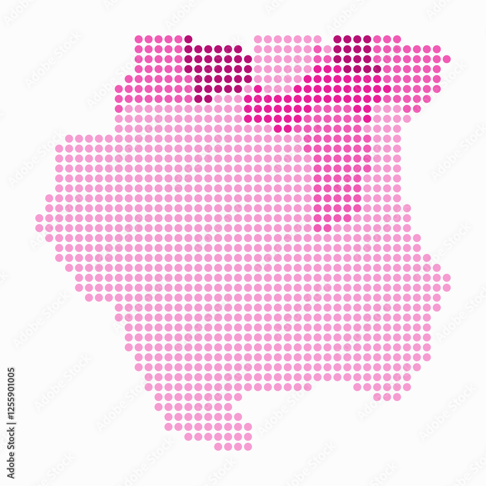 Aufkleber suriname dotted map. digital style map of the country on white background. suriname shape with circl