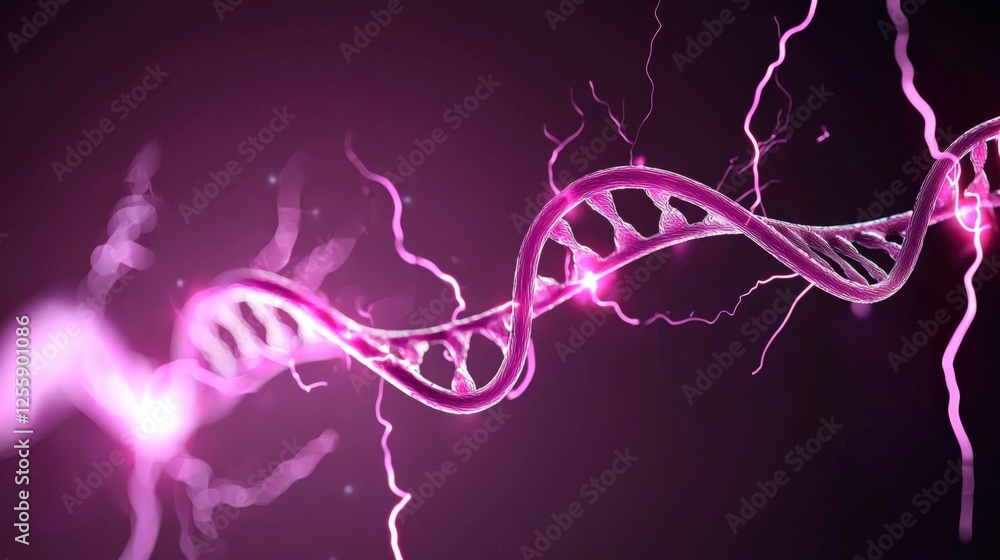 Poster exploring genetic structures dna helix animation laboratory digital art scientific environment close