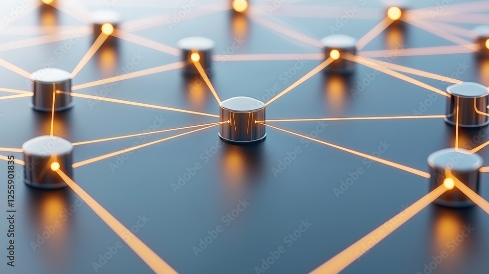 Poster innovative networking technology modern workspace digital art professional environment close-up view