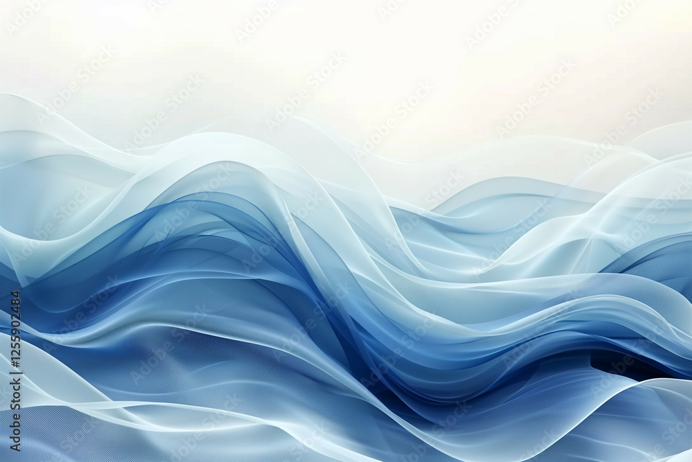Poster elegant soft blue waves flowing smoothly in a serene abstract design, perfect for backgrounds or art