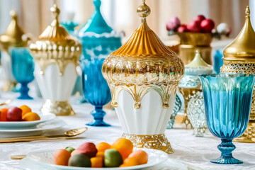 Islamic style dining table décor in the background of the living room