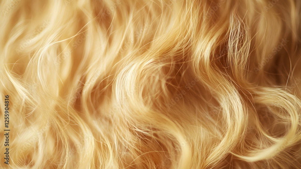 Poster gorgeous close up of lush flowing blond hair with captivating curl movement and a healthy glossy shi