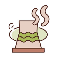 Steam ventilation system icon with industrial chimney