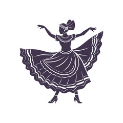 Mexican Folklorico Dancer Silhouette Clipart Vector Illustration