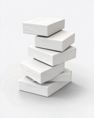 A set of light beige wooden blocks in the shape of one stacked on top of another, 3D illustration, clip art style, isolated on a white background