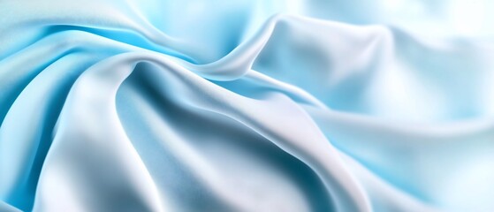Obraz premium Smooth blue fabric texture, soft waves, light background, design use
