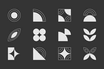 Bauhaus shape element with black background