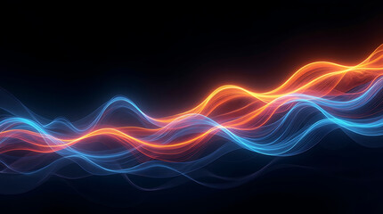Abstract wave lines pattern dynamic colorful light flowing isolated on black background. concept of music, party, technology, modern. Abstract flowing wavy lines. Colorful dynamic wave