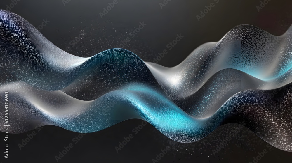 Poster abstract shimmering waves cascade gently across a gradient background
