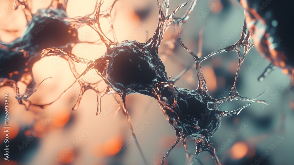 Poster intricate neuronal connections depicting digital science and medical technology concept microscopic 