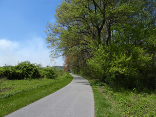 Visitors enjoy hiking the Willow Point Trail withion the Middle Creek Wildlife Management Area, Lancaster County, Pennsylvania.