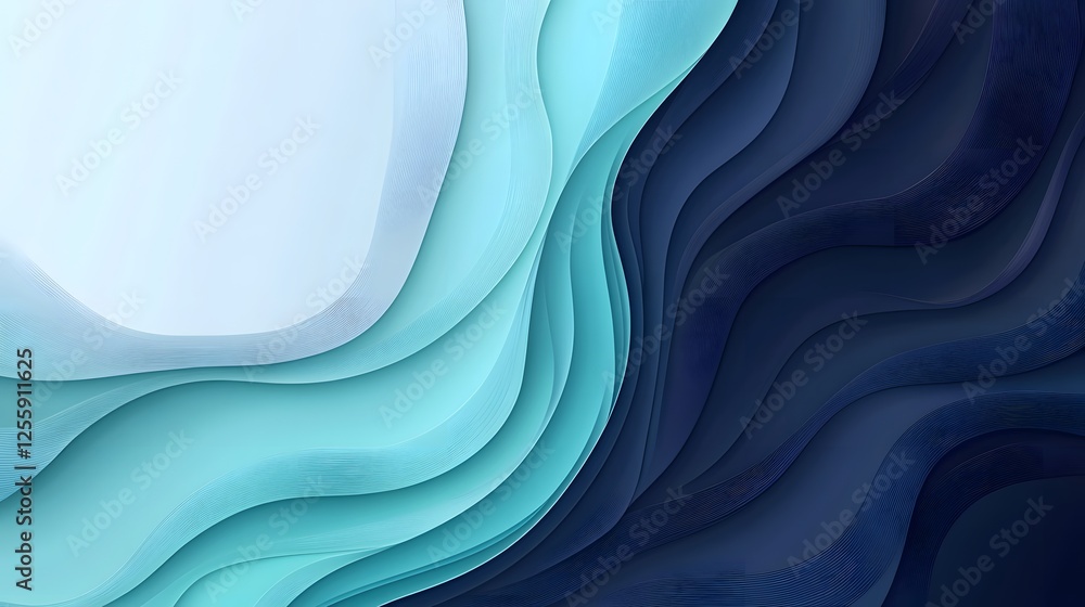Poster abstract layers of color create flowing wavy lines illustration