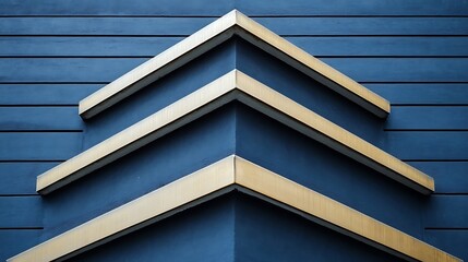Obraz premium Geometric Corner Detail Gold Accents Blue Wall