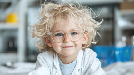 Child Scientist in Lab Coat