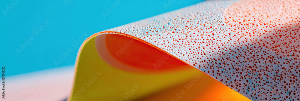 Poster close-up of textured multicolored material with perforated surface