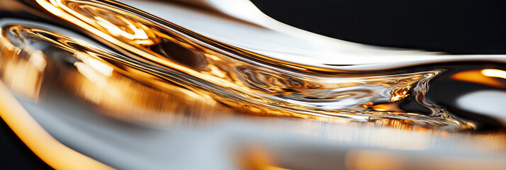 Abstract Image of Gold and Silver Liquid Flow