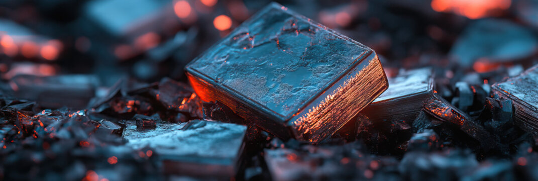 Metallic Objects on a Dark, Fragmented Surface