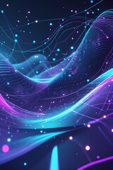 Fototapeta premium Vibrant Abstract Wave Pattern with Data Lines, A colorful, dynamic wave pattern representing data flow, suitable for tech presentations or digital art.