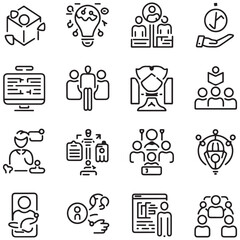 Teamwork and community line icons collection. Thin outline icons pack. UI icon collection. Set of line web pictogram