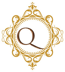 Wedding Monogram Green Letter Q