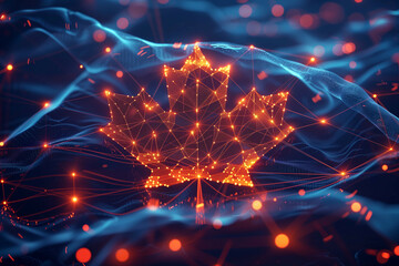 Digital Network Visualization of the Canadian Maple Leaf Representing Technological Connectivity and National Identity