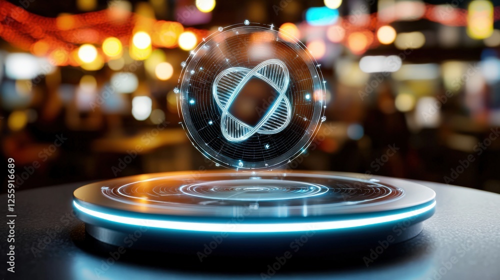 Poster dynamic holographic sphere display digital environment 3d visualization technology space close-up vi