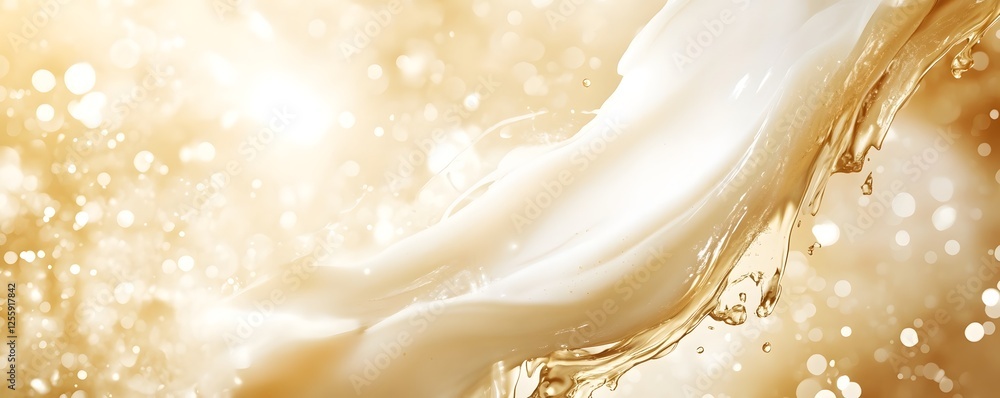 Poster mesmerizing golden glitter waves of light and elegance creating a captivating and luxurious atmosphe