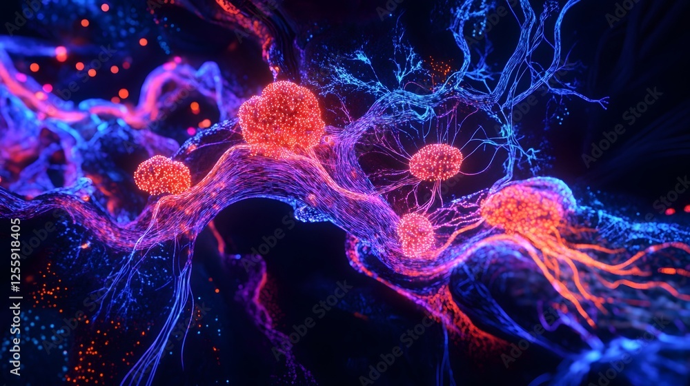 Aufkleber colorful abstract representation of neural connections and cells