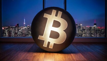 Bitcoin City Skyline Night City Lights